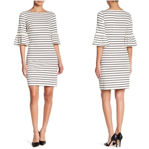 Eliza J Striped Bell Sleeve Dress Size 12 NWT - Picture 1 of 10